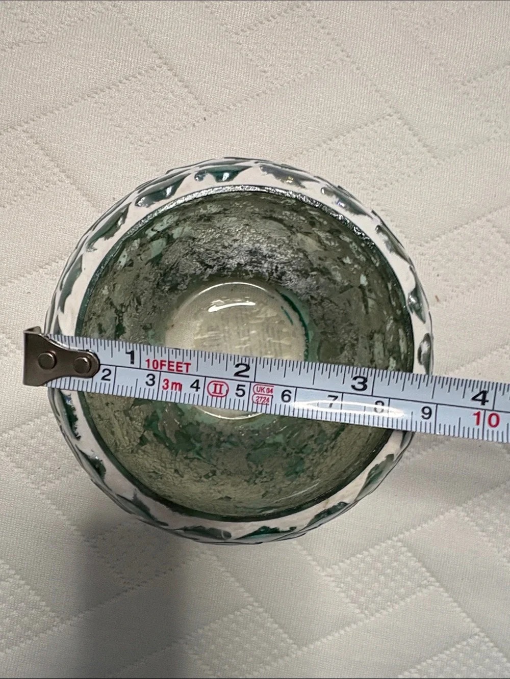 Handmade White and Teal Fish Mosaic Decorative Bowl